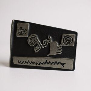 JJ 1988 Pewter Southwestern Pueblo Brooch – Jonette Jewelry Signed